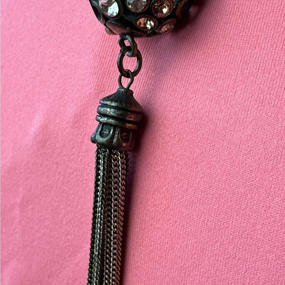 Dual chain necklace crystals and hearts - Picture 5 of 8